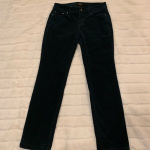 Dark blue corduroy pants.